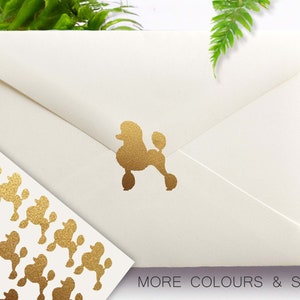 Stickers caniches, Stickers caniches standard, Stickers mariage chiens, Stickers caniches pour enveloppes, Vinyle amovible, Fête des années 50, Papeterie