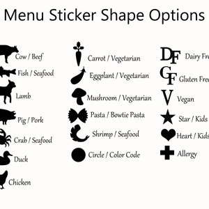 Menu Choice Stickers, 0.6 inch Meal selection Stickers, Escort Card Stickers, Wedding Seating Card Stickers, Vinyl Stickers, Planner Sticker image 2