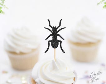 Ant Cupcake Toppers, Glitter Picnic Party Food Picks, Bugs and Insects Theme Dessert Table Décor
