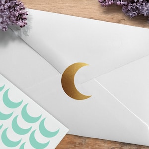 Crescent Moon Stickers, Moon Phase Stickers, Lunar Cycle, Wedding Envelope Seal, Envelope Stickers, Removable Vinyl, Planner Sticker