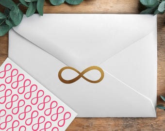 Infinity Symbol Stickers Never Ending Love Wedding Invitation Stickers Eternity Theme Party Removable Vinyl Envelope Seals Mathematical Sign