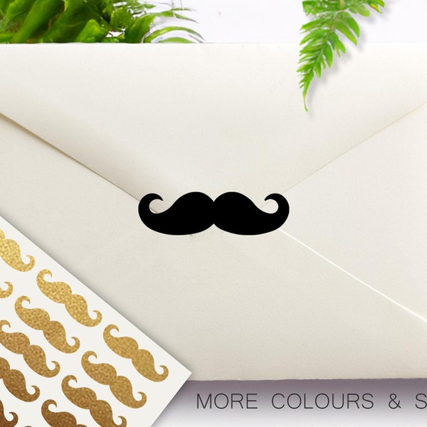 Mustache Stickers, Mustache Invitation Seal, Lil Man Birthday Removable Vinyl Imperial Mustache Baby Shower Envelope Sealing Stickers