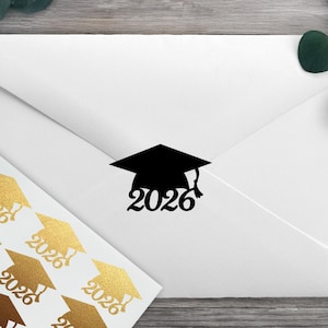 2026 Graduation Hat Stickers, Grad Cap, Graduation Ceremony, Graduation Announcement, Grad Party Envelope Seals, Envelope Sealing Stickers