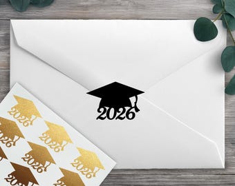 2026 Graduation Hat Stickers, Grad Cap, Graduation Ceremony, Graduation Announcement, Grad Party Envelope Seals, Envelope Sealing Stickers