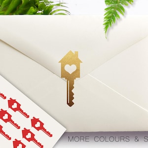 Clé de maison avec autocollants coeur, maison neuve avec autocollants enveloppe coeur, autocollant d'étape en vinyle amovible, cadeau