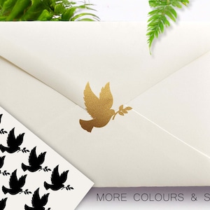 Stickers colombe, colombe volante avec rameau d'olivier, baby shower, mariage, stickers d'invitation à une fête, stickers pour enveloppes, cachets pour enveloppes