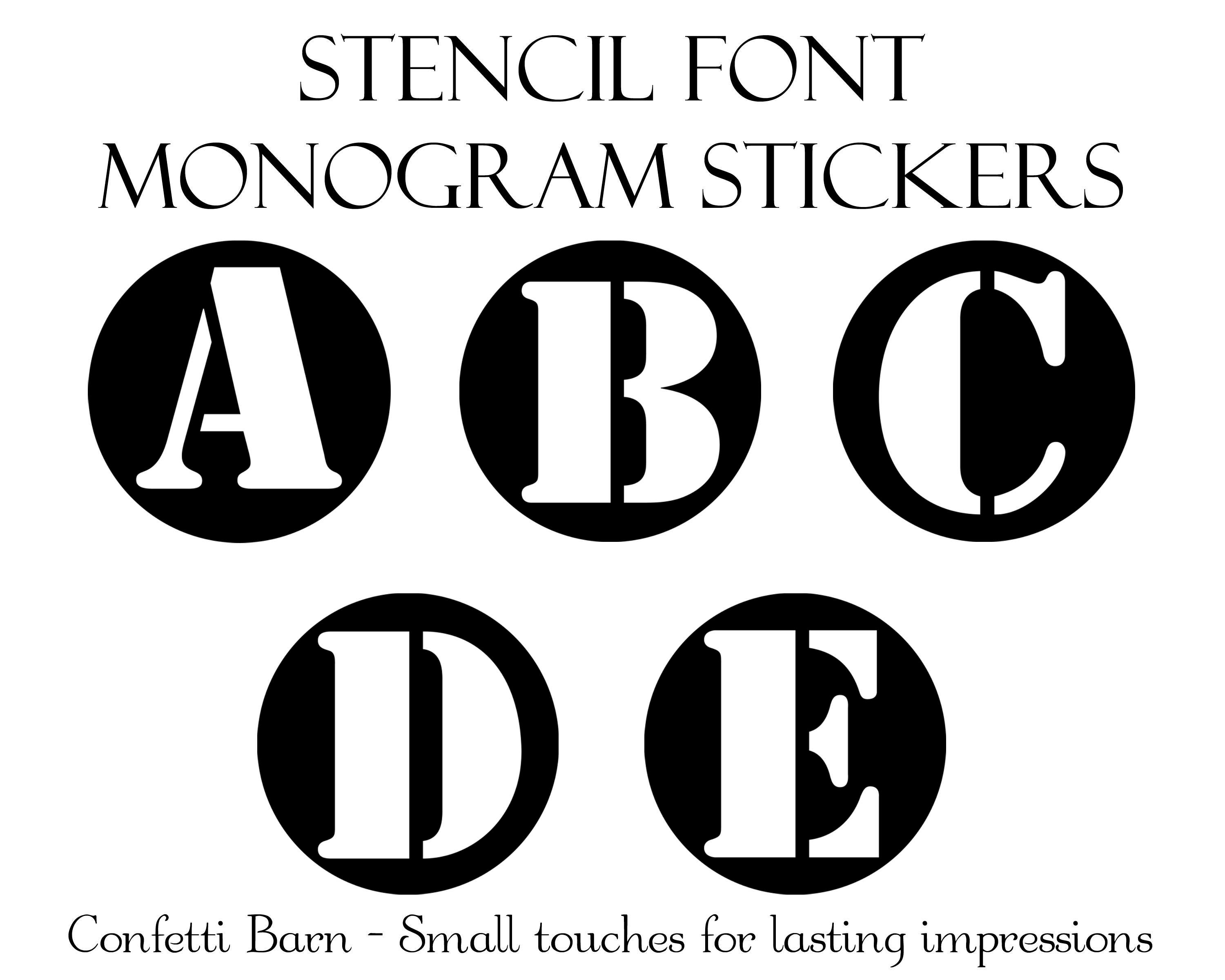 Monogram Stickers Stencil Font Removable Vinyl Envelope Etsy Canada