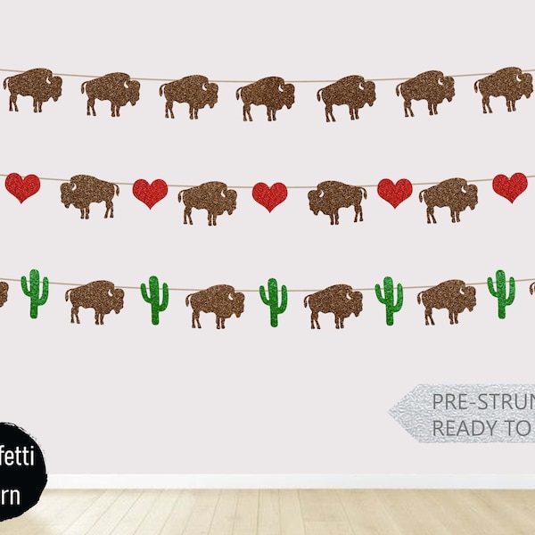 Buffalo Garland, Buffalo Theme, Bison Banner, American Buffalo Garland, Animals, Cactus, Hearts, Buffalo Wedding, Brown, Baby Shower Decor