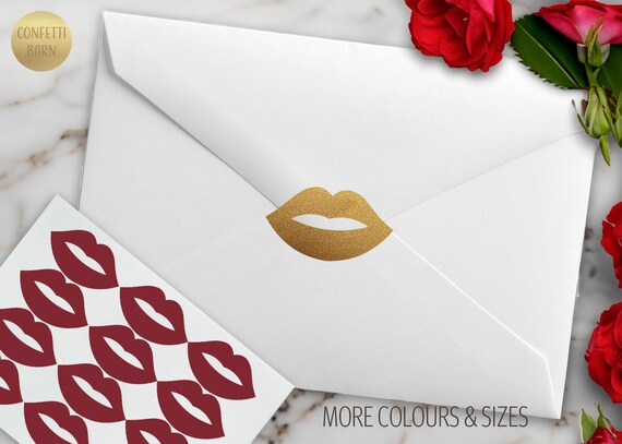 Lip Stickers, Sealed with a Kiss Valentine's Day Stickers, Wedding Love Note, Removable Vinyl, Party Invitation Envelope Sealing Stickers