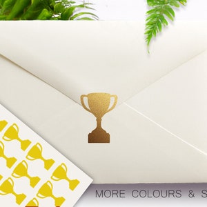 Stickers trophées, Stickers amovibles pour enveloppes en vinyle pour les vainqueurs de la première coupe, Invitations sportives sur le thème des fêtes, Stickers récompense de participation