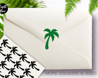 Palm Tree Stickers, Luau, Summer Party, Destination Wedding Stickers, Desert, Removable Vinyl, Party Invitations, Envelope Sealing Stickers