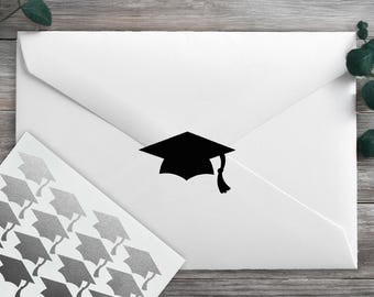 Graduation Hat Stickers, Grad Cap, Graduation Ceremony, Graduation Announcement, Grad Party Envelope Seals, Envelope Sealing Stickers