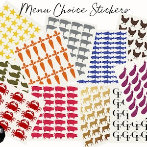 Menu Choice Stickers, 50 Meal Selection Stickers, Escort Card Stickers, Wedding Seating Card Stickers