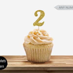 2 Cupcake Topper 2nd Birthday Cupcake Topper Pick Birthday - Etsy