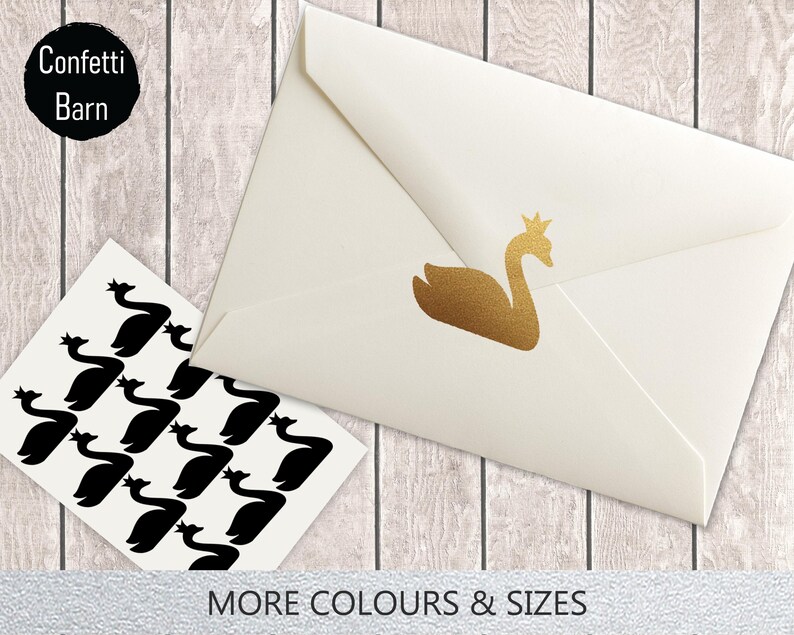 Swan with Crown Stickers Wedding Invitation Envelope Seals Etsy