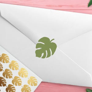 Tropical Leaf Stickers, Monstera Leaf Party Invitation Stickers, Luau, Hawaiian Theme Party, Envelope Sealing Sticker, Plant Leaf Planner bild 1