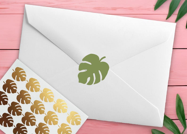 Tropical Leaf Stickers, Monstera Leaf Party Invitation Stickers, Luau, Hawaiian Theme Party, Envelope Sealing Sticker, Plant Leaf Planner bild 1