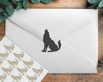 Howling Wolf Stickers, Wolf Party, Birthday Stickers, Party Invitation Stickers, Loot Bags, Removable Vinyl, Envelope Sealing Stickers