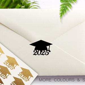 Autocollants pour chapeau de remise des diplômes 2025, Casquette de diplômé, Cérémonie de remise des diplômes, Faire-part de remise des diplômes, Cachets d'enveloppe pour la fête des diplômés, Autocollants de cachetage d'enveloppes