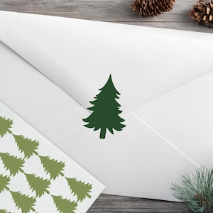 Pine Tree Stickers, Party Invitations, Christmas, Lumberjack, Rustic Theme, Envelope Sealing Stickers, Removable Vinyl, Planner Stickers