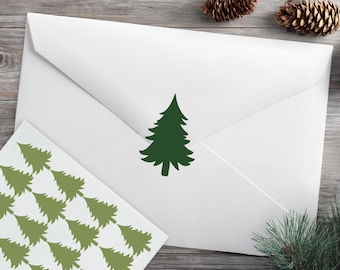 Pine Tree Stickers, Party Invitations, Christmas, Lumberjack, Rustic Theme, Envelope Sealing Stickers, Removable Vinyl, Planner Stickers