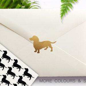 Dachshund Stickers, Dog Party, Dog Wedding, Wiener Dog, Sausage Dog, Pet Doxie Stickers, Removable Vinyl, Party Invitations, Envelope Seals image 1