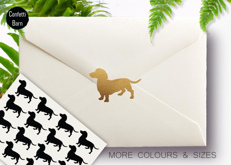 Dachshund Stickers, Dog Party, Dog Wedding, Wiener Dog, Sausage Dog, Pet Doxie Stickers, Removable Vinyl, Party Invitations, Envelope Seals Bild 1