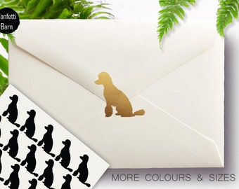 Poodle Stickers, Dog Party, Wedding, Standard Poodle Sitting Side View, Pet Dog Stickers, Removable Vinyl, Party Invitations, Envelope Seals
