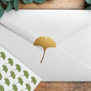 Ginkgo Stickers, Ginkgo Biloba Leaf Stickers, Botanical Floral Theme Stickers, Envelope Sealing Stickers, Removable Vinyl, Planner Stickers