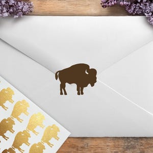Buffalo Stickers, American Bison Envelope Sealing Stickers, Wedding Invitation, Baby Shower, Party Stickers, Removable Vinyl Stickers