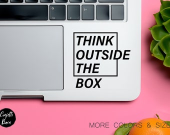 Inspirational Quote Decal Free Thinker Motivational Saying Sticker, Be Unique Reminder, Permanent Vinyl Computer Decal Think Outside the Box