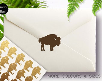 Buffalo Stickers, American Bison Envelope Sealing Stickers, Wedding Invitation, Baby Shower, Party Stickers, Removable Vinyl Stickers