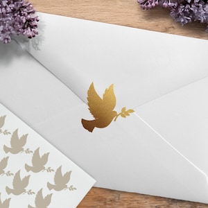 Dove Stickers, Flying Dove with Olive Branch, Baby Shower, Wedding, Party Invitation Stickers, Envelope Sealing Stickers, Envelope Seals