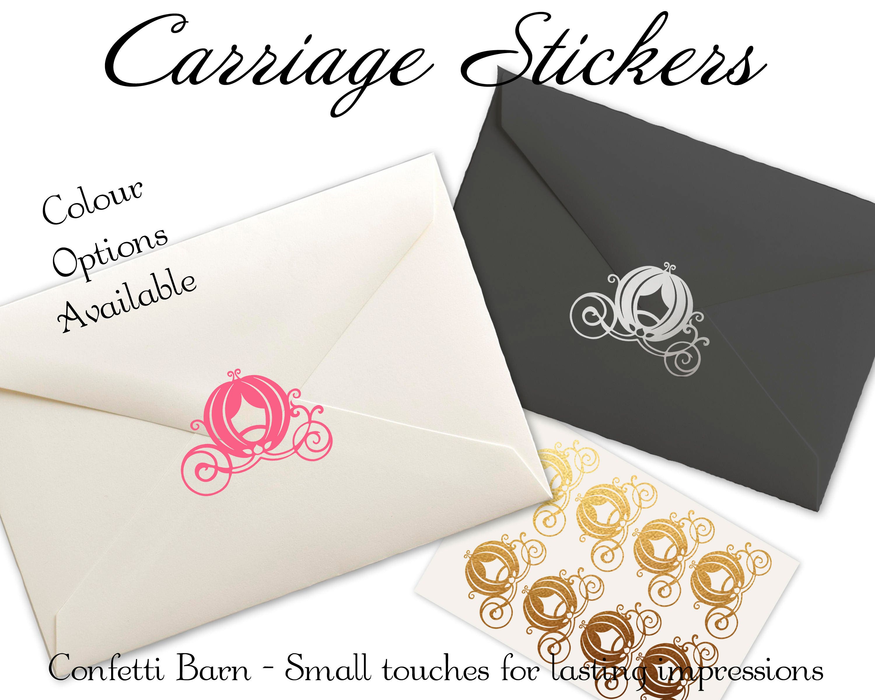 carriage stickers wedding invitation seals princess party etsy