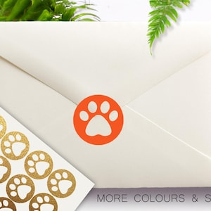 Dog Paw Stickers, Cat Paw Stickers, Dog Birthday, Pet Wedding, Removable Vinyl Party Invitation Envelope Sealing Stickers, Circular Sticker