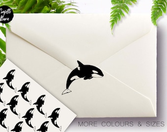 Orca Stickers, Killer Whale Birthday Party, Ocean, Dolphins, Marine Life Envelope Sealing Sticker, Stationary Stickers, Planner Stickers