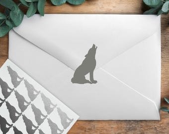 Howling Wolf Stickers, Wolf Party, Birthday Stickers, Party Invitation Stickers, Loot Bags, Removable Vinyl, Envelope Sealing Stickers