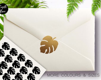 Tropical Leaf Stickers, Monstera Leaf Party Invitation Stickers, Luau, Hawaiian Theme Party, Envelope Sealing Sticker, Plant Leaf Planner