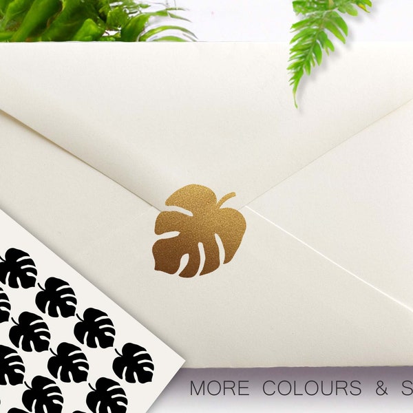 Tropical Leaf Stickers, Monstera Leaf Party Invitation Stickers, Luau, Hawaiian Theme Party, Envelope Sealing Sticker, Plant Leaf Planner