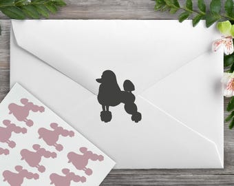 Poodle Stickers, English Saddle Clip, Dog Wedding Stickers, Standard Poodle, Envelope Sealing Stickers, Removable Vinyl, 1950's Party