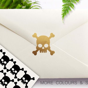 Autocollants tête de mort, Autocollants d'invitation à une fête d'Halloween, Thème pirate, Mort, Poison, Vinyles autocollants, Autocollants cachetage d'enveloppes