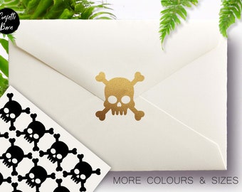 Skull and Crossbones Stickers, Halloween Party Invitation Stickers, Pirate Theme, Death, Poison, Vinyl Stickers, Envelope Sealing Stickers