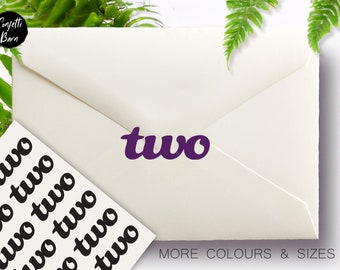 TWO Stickers, Turning 2 Birthday Party Invitation Envelope Seals, Second Birthday Number Two Envelope Sealing Vinyl Stickers