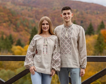 Ukraine linen blouse, linen shirt men, men&#39;s vyshyvanka, Hand Embroidere, vyshyvanka set, boho vyshyvanka, embroidery tops