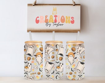 Little Ghosties Glass Can | 16oz Halloween Glass Can | Glass Beer Can | Glass Coffee Cup