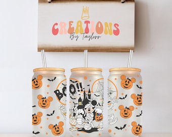 Mouse and Friends Glass Can | 16oz Halloween Glass Can | Glass Beer Can | Glass Coffee Cup