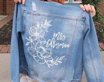 jean jacket with flowers