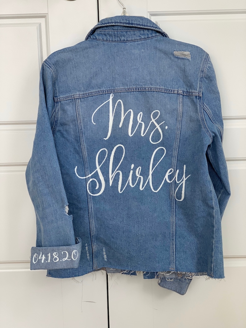 Hand Painted Mrs. Jean Jacket With Wedding Date / MRS. Jean - Etsy