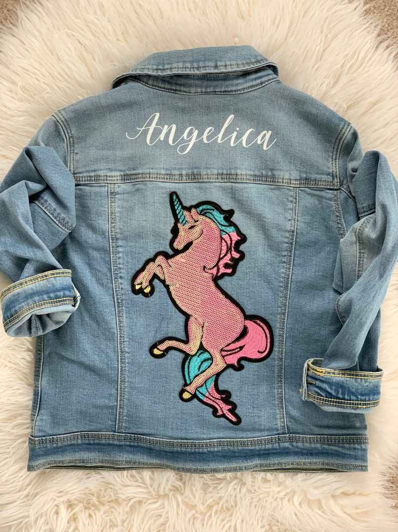Girls Unicorn Jean Jacket / Unicorn Patch Jacket / Monogramed Etsy