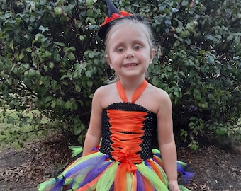 Witch Costume, Witch toddler costume, baby witch tutu costume with hat, tutu witch costume, witch Halloween outfit, baby witch costume